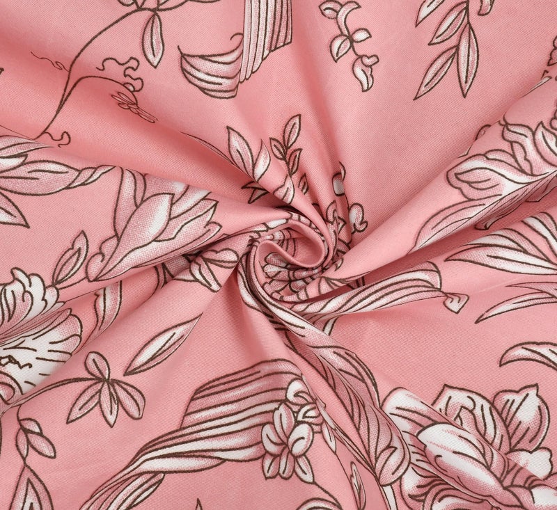 TIB Glace Cotton Elastic Fitted Bedsheets Single Bed 36x78x8 Inches with 1 Pillow Covers, 210TC (Pink Flower, Single) - Image 3