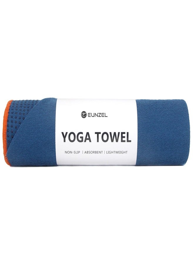 Eunzel Hot Yoga Towel - Microfiber Non Slip Yoga Mat Towel Sweat Absorbent Towel for Hot Yoga, Pilates and Fitness 72" x 24", Steel Blue/Orange - Image 1