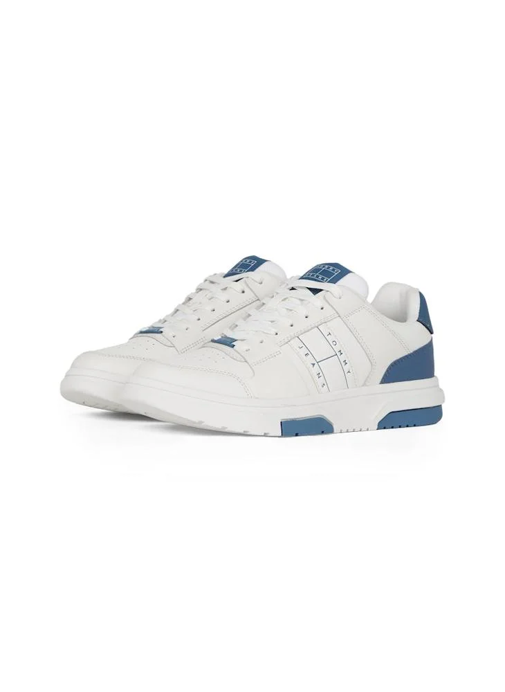 تومي جينز Lace Up Low Top Leather Sneakers
