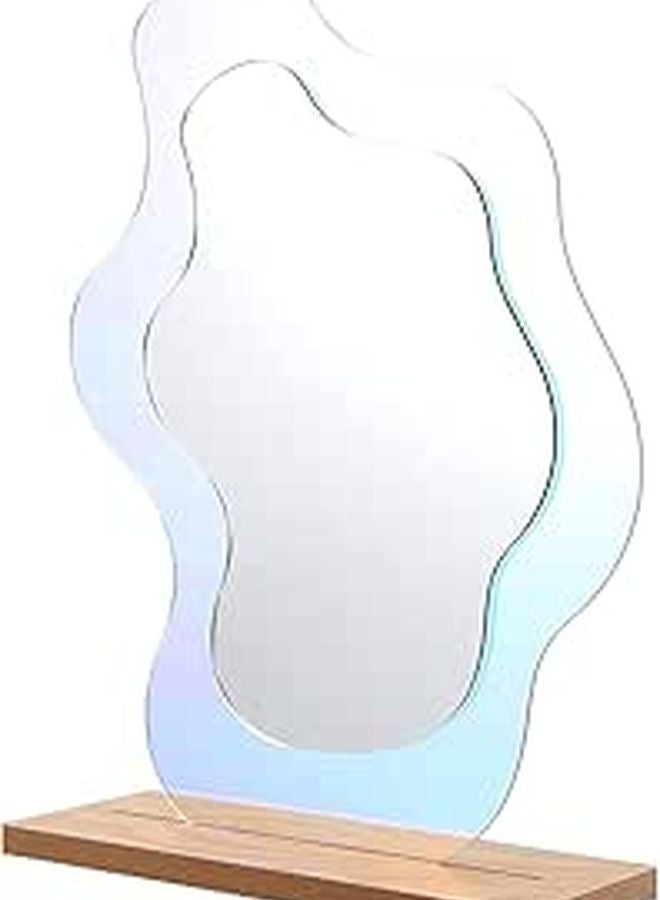 مرآة زينة كبيرة غير منتظمة الشكل مع حامل للمكتب أو غرفة النوم أو طاولة الزينة - Image 1