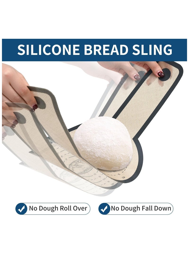 يلا جوي 2 PCS سلينج الخبز السيليكون للفرن ، غير اللاصق وسهل تنظيف الخبز السيليكون القابل لإعادة الاستخدام مع مقابض طويلة ، سهلة نقل الخبز الحمض (الرمادي) - Image 2