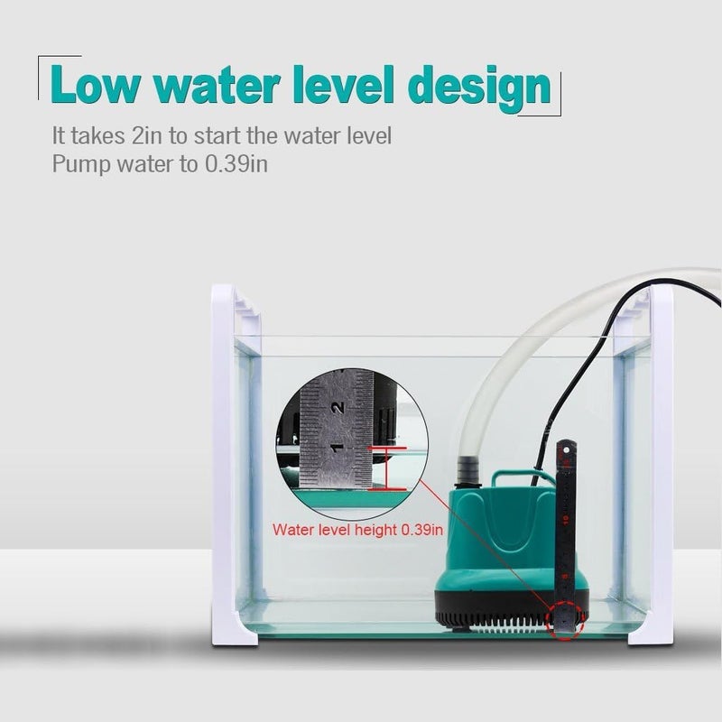 UPETTOOLS Submersible Water Pump, Ultra Silence Circulation Multifunctional Water Pump with Handle For Pond, Aquarium, Hydroponics, Fish Tank Fountain with 4.6ft (1.4M) Power Cord(220GPH,25W) Green - Image 3