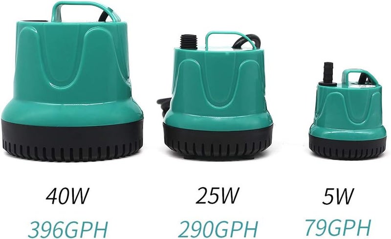 UPETTOOLS Submersible Water Pump, Ultra Silence Circulation Multifunctional Water Pump with Handle For Pond, Aquarium, Hydroponics, Fish Tank Fountain with 4.6ft (1.4M) Power Cord(220GPH,25W) Green - Image 4
