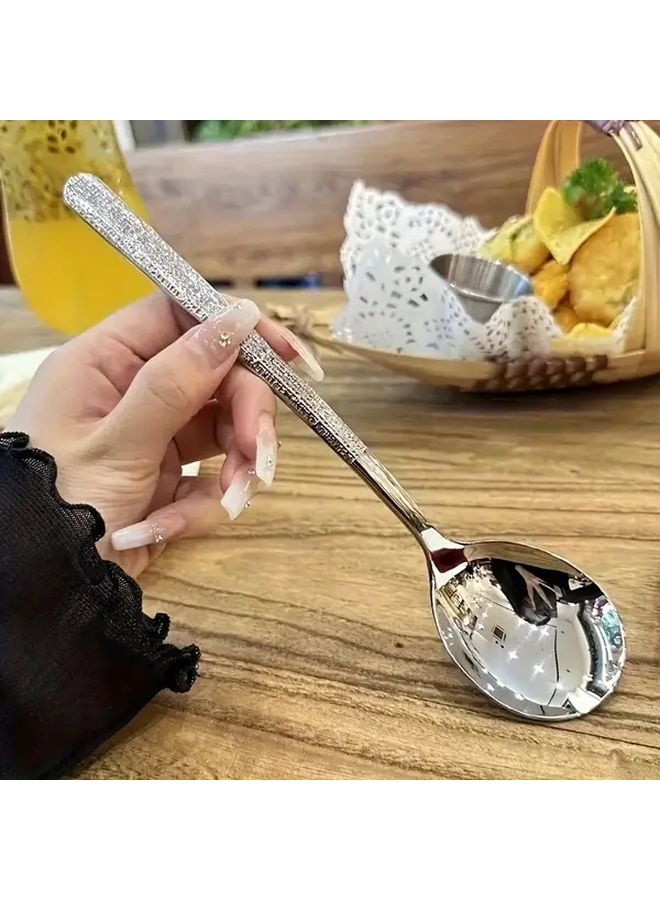 10 ملاعق من الستانلس ستيل المطرق، مقاومة للصدأ، بتصميم مريح، مناسبة للحساء واليخنة، أدوات مطبخ. - Image 4