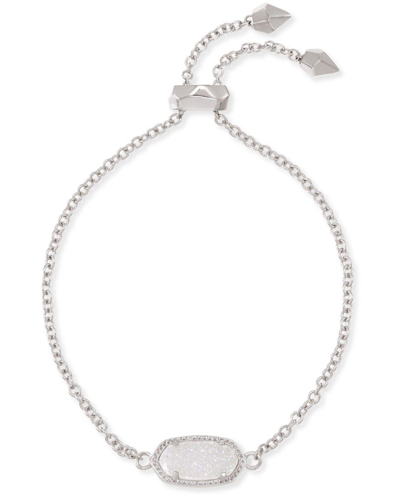 Kendra Scott Elaina Adjustable Chain Bracelet for Women, Fashion Jewelry, Rhodium-Plated, Iridescent Drusy - Image 1
