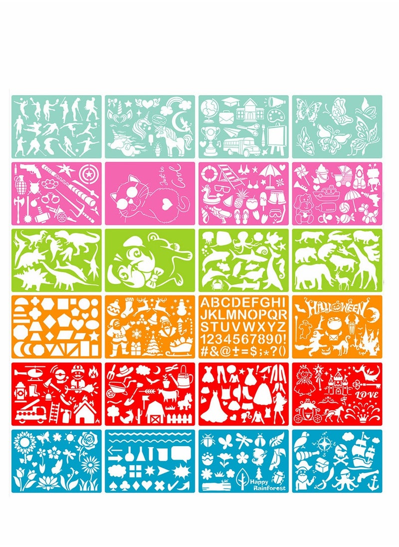 Excefore 24 Pcs Stencils for Painting Reusable Letters Flowers Animals Stencil, DIY  - Image 1