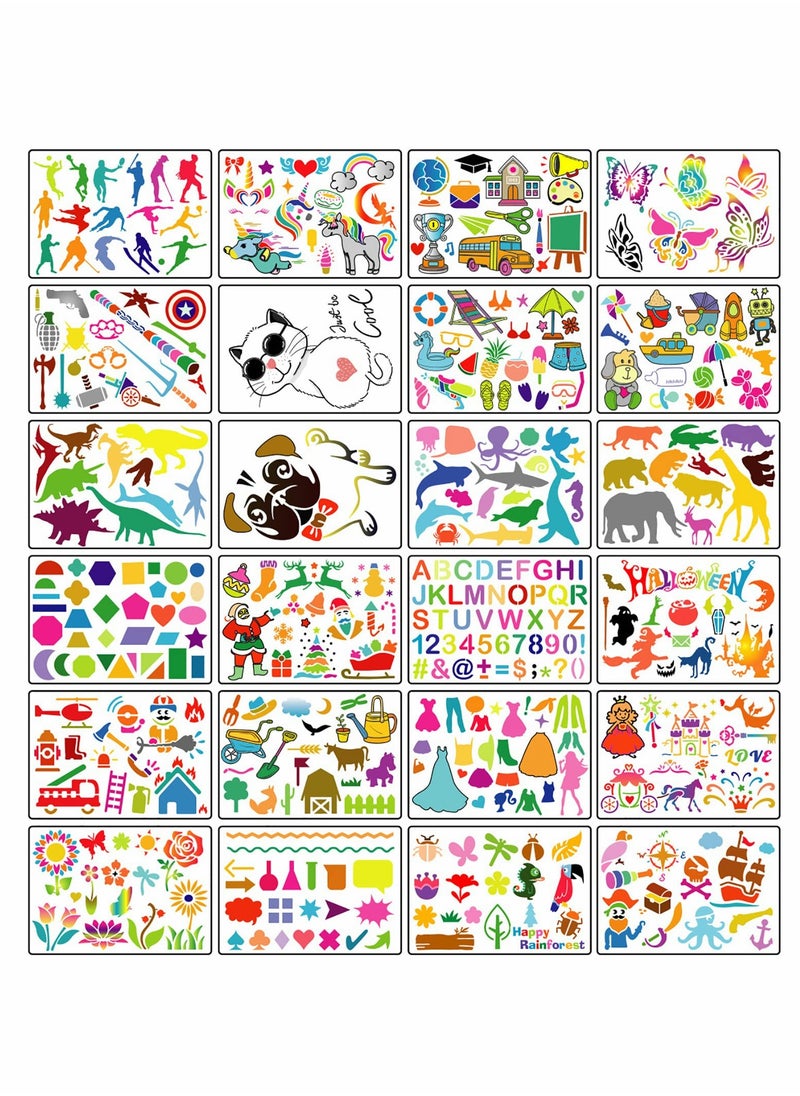 Excefore 24 Pcs Stencils for Painting Reusable Letters Flowers Animals Stencil, DIY  - Image 2