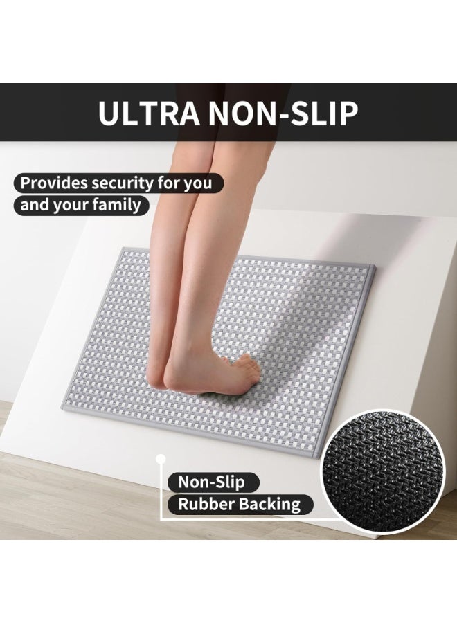 YDKGL Kitchen Mats for Floor, Super Absorbent Kitchen Rugs Non Slip Washable, Rubber Backing Soft Chenille Braided Kitchen Runner Rug Standing Mat Sink Mat, Easy to Clean, Gray 17"x28" - Image 3
