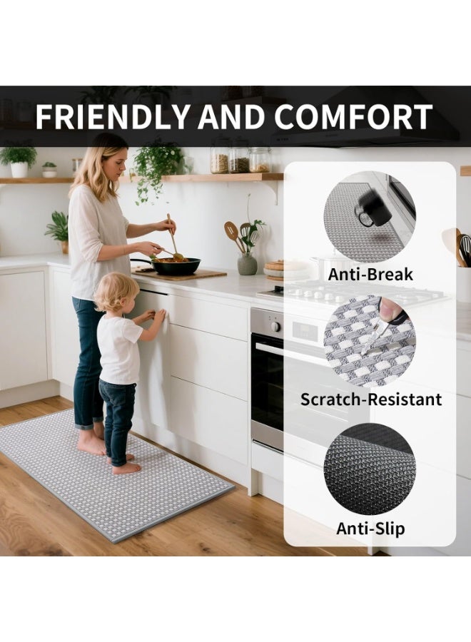 YDKGL Kitchen Mats for Floor, Super Absorbent Kitchen Rugs Non Slip Washable, Rubber Backing Soft Chenille Braided Kitchen Runner Rug Standing Mat Sink Mat, Easy to Clean, Gray 17"x28" - Image 2