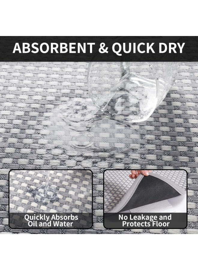 YDKGL Kitchen Mats for Floor, Super Absorbent Kitchen Rugs Non Slip Washable, Rubber Backing Soft Chenille Braided Kitchen Runner Rug Standing Mat Sink Mat, Easy to Clean, Gray 17"x28" - Image 4