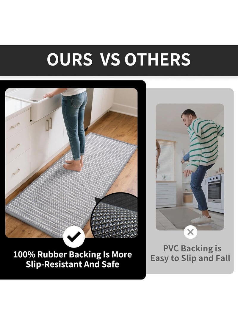 YDKGL Kitchen Mats for Floor, Super Absorbent Kitchen Rugs Non Slip Washable, Rubber Backing Soft Chenille Braided Kitchen Runner Rug Standing Mat Sink Mat, Easy to Clean, Gray 17"x28" - Image 5