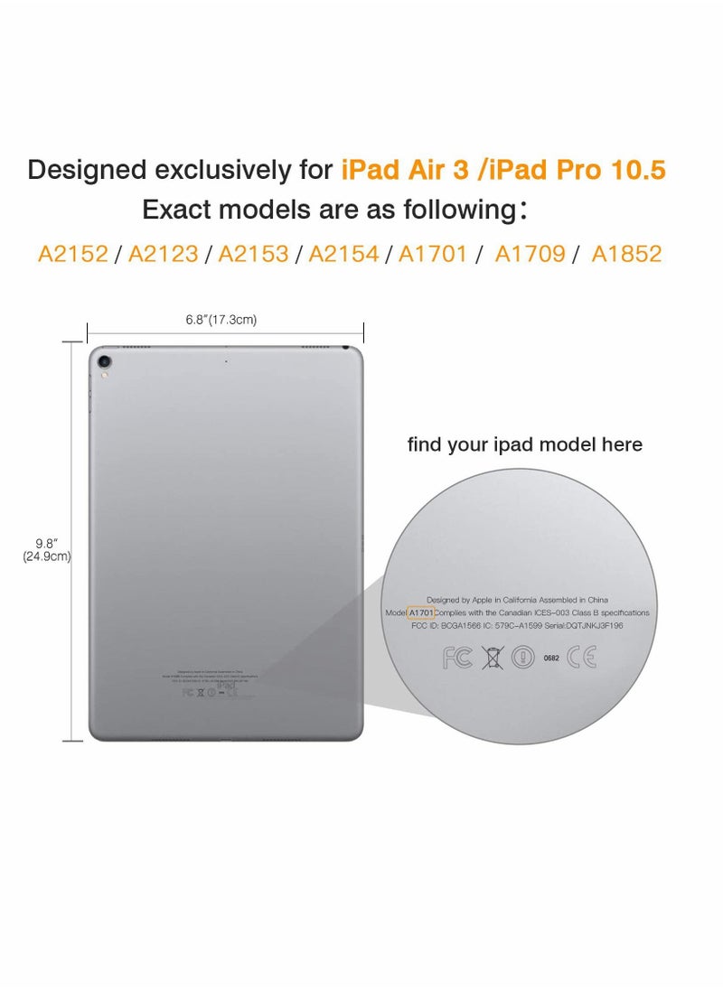 SYOSI - Case Fit New iPad Air 3rd Generation 10.5 inch 2019 for iPad Pro 10.5 2017 Slim Lightweight Smart Shell Stand Cover with Translucent Frosted Back Protector Space Gray Auto Wake Sleep - Image 1