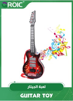 GROIC Kids Guitar Toy 4 Strings Electric Guitar for Kids Toddler Guitar with Strap Light Up Musical Toys,Red Guitar Musical Instrument Toy, Imitation Guitar Toy,Music Early Education Toy  - Image 1