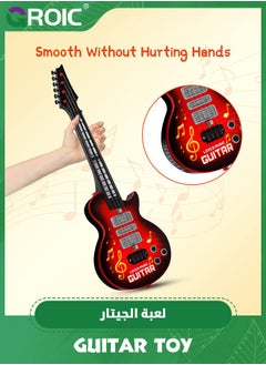 GROIC Kids Guitar Toy 4 Strings Electric Guitar for Kids Toddler Guitar with Strap Light Up Musical Toys,Red Guitar Musical Instrument Toy, Imitation Guitar Toy,Music Early Education Toy  - Image 5