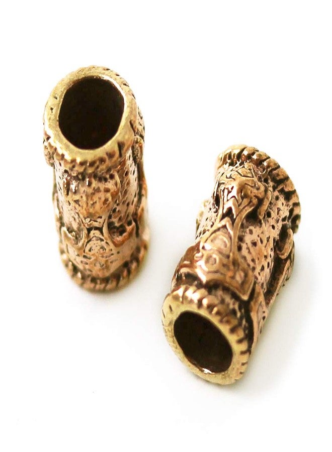 LynnAround Bronze Norse Thors Hammer Beard Beads Rings, Dreadlock Viking Pirate Medieval Hair Beads, Pagan Jewelry - Image 1