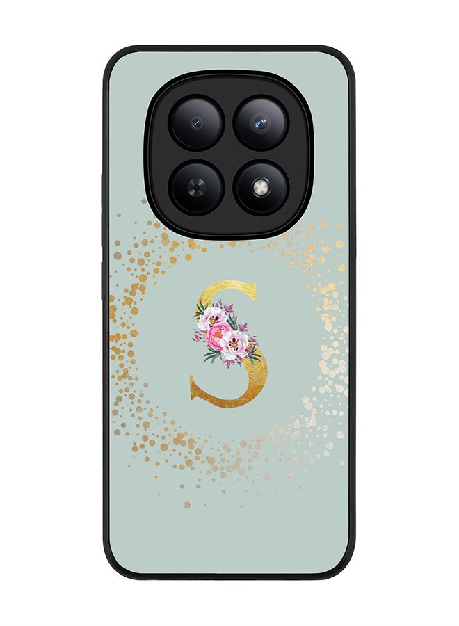 For Xiaomi Redmi Note 15 5G / Poco M8 Case,Slim fit Camera Protection, Shockproof Thin Phone cover  - Custom Monogram Floral - S  (Light Grey )