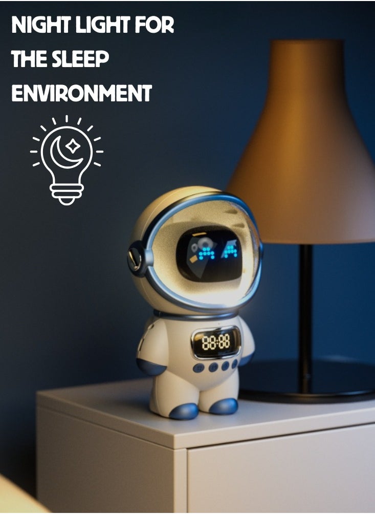 Fashion Astronaut Speaker, Voice Bluetooth Speaker for PC Desktop Home Decor Minimalistic Spaceman Clock TF Card Clock AI Intelligent intercom Alarm Clock Toy