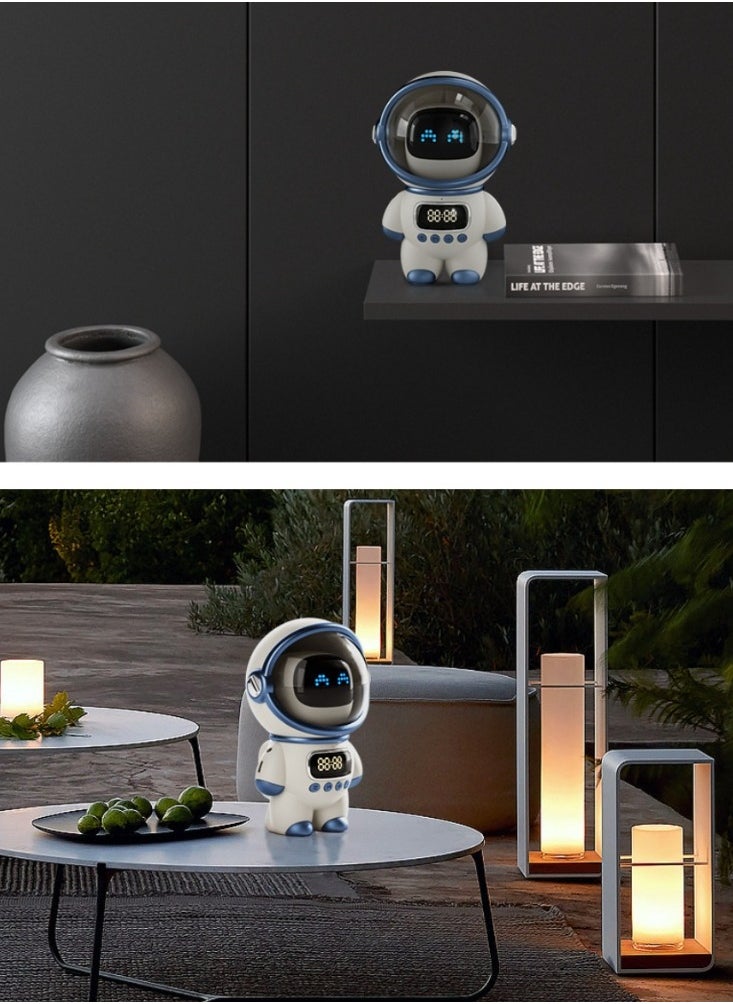 Fashion Astronaut Speaker, Voice Bluetooth Speaker for PC Desktop Home Decor Minimalistic Spaceman Clock TF Card Clock AI Intelligent intercom Alarm Clock Toy