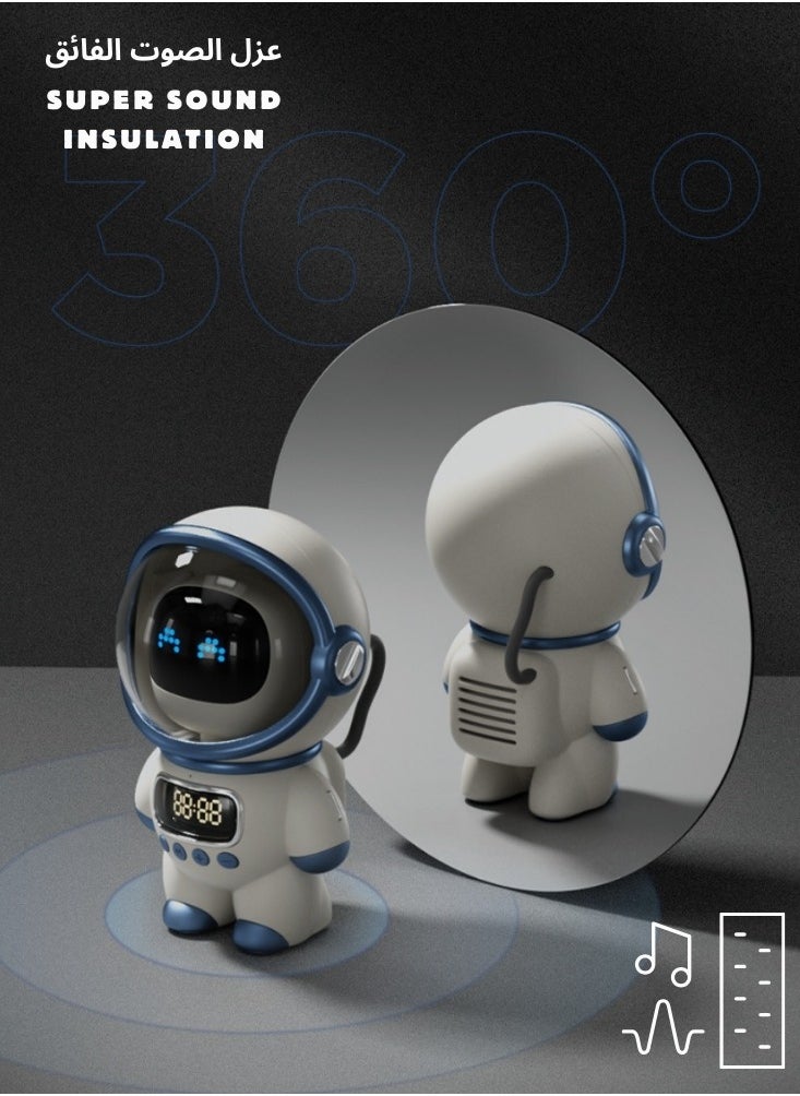 Generic Fashion Astronaut Speaker, Voice Bluetooth Speaker for PC Desktop Home Decor Minimalistic Spaceman Clock TF Card Clock AI Intelligent intercom Alarm Clock Toy  - Image 2