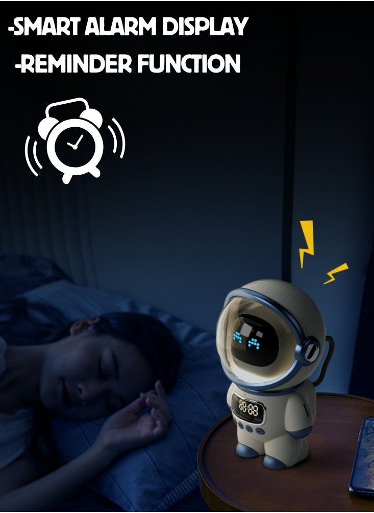Fashion Astronaut Speaker, Voice Bluetooth Speaker for PC Desktop Home Decor Minimalistic Spaceman Clock TF Card Clock AI Intelligent intercom Alarm Clock Toy