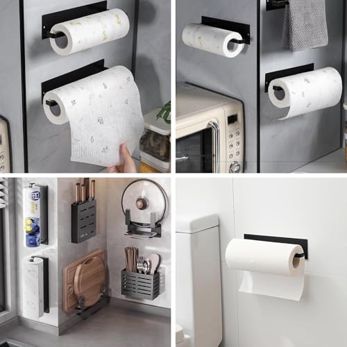 Smart Saver Wall Mounted Kitchen Paper Roll Holder for Fridge, Self Adhesive Toilet Roll Rack Wall Mount Fridge Organizer for Paper Towels Rolls Bathroom Toilet Pantry, Kitchen Organizers and Storage - Image 4