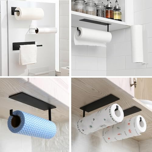 Smart Saver Wall Mounted Kitchen Paper Roll Holder for Fridge, Self Adhesive Toilet Roll Rack Wall Mount Fridge Organizer for Paper Towels Rolls Bathroom Toilet Pantry, Kitchen Organizers and Storage - Image 5