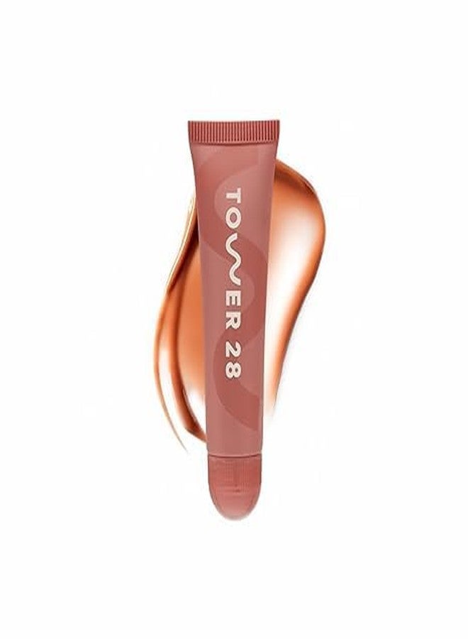 Tower 28 LipSoftie Hydrating Tinted Lip Treatment Balm, Moisturizing Lip Mask for Chapped Lips - Dulce De Leche Flavor, Sheer Baby Pink Gloss - Image 1