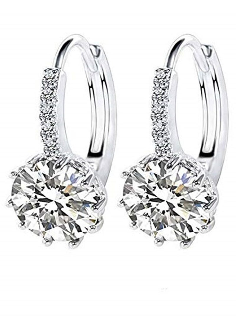 أقراط دائرية مطلية بالبلاتينيوم مع زركون AAA هدية مجوهرات للنساء - Image 2