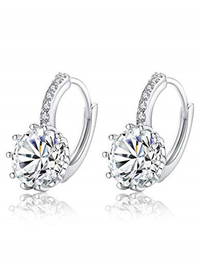 أقراط دائرية مطلية بالبلاتينيوم مع زركون AAA هدية مجوهرات للنساء - Image 1