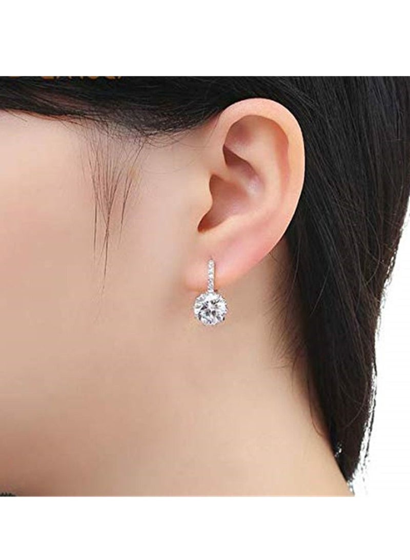 أقراط دائرية مطلية بالبلاتينيوم مع زركون AAA هدية مجوهرات للنساء - Image 3