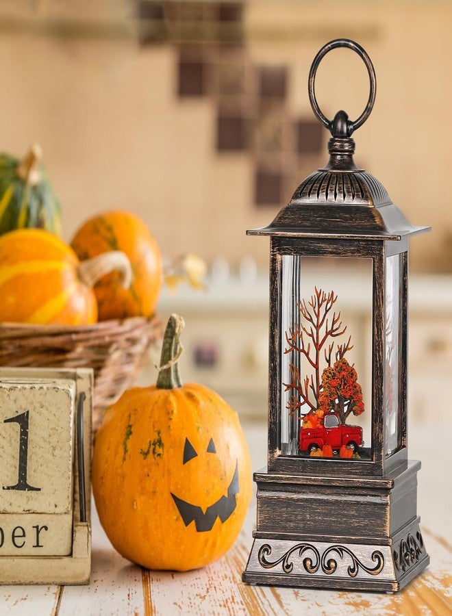 Eyrosa Red Truck Snow Globe Fall Decorations for Home, Thanksgiving Glittering Lighted Lantern Autumn Harvest Decor - Image 5
