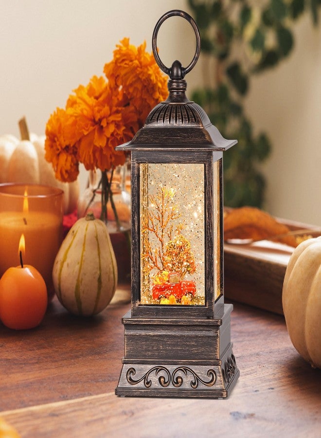Eyrosa Red Truck Snow Globe Fall Decorations for Home, Thanksgiving Glittering Lighted Lantern Autumn Harvest Decor - Image 4