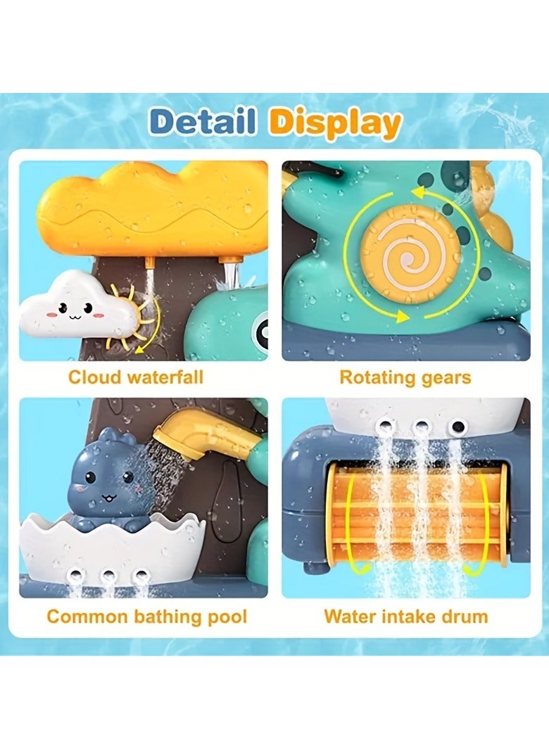 Bebiland Dinosaur Baby Bath Toy, Wall-Mount Bathtub Waterfall Play Set with Splash Water Sprayer, Interactive Bathroom Activity Center for Toddlers Boys Girls (Multicolor) - Image 5