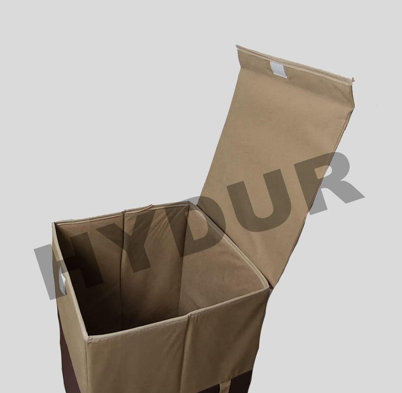 Folding Laundry Basket for Clothes with Lid HandleToys Organiser75 Litre Pack of 1 Brown - Image 2