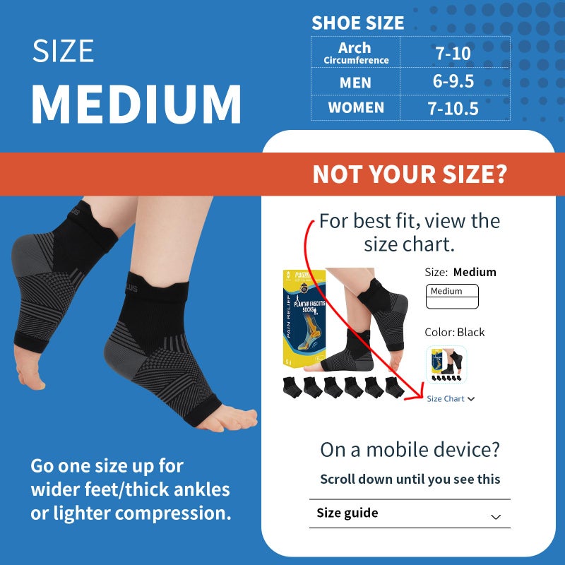 PAPLUS 6 Pairs Plantar Fasciitis Socks Women & Men - Compression Foot Brace for Achilles Tendonitis & Heel Spur Pain Relief - Ankle Brace with Arch Support for Swelling, Sports Injury Recovery - Image 2