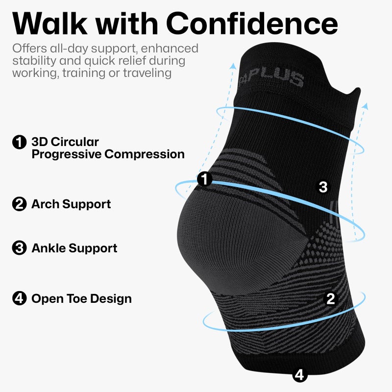 PAPLUS 6 Pairs Plantar Fasciitis Socks Women & Men - Compression Foot Brace for Achilles Tendonitis & Heel Spur Pain Relief - Ankle Brace with Arch Support for Swelling, Sports Injury Recovery - Image 4