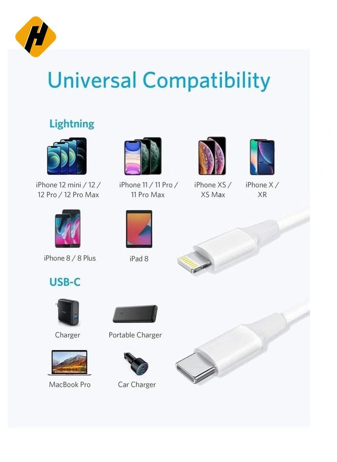 HuHa 20W Fast Charging Compaible For iphone 12 mini/12/12 Pro/13/13 pro/13 promax/13mini,Type C to Lightning Cable[MFi Certified] USB C to Apple PD Cable Fast Charger, iPad, Macbook (White 1M)  - Image 2