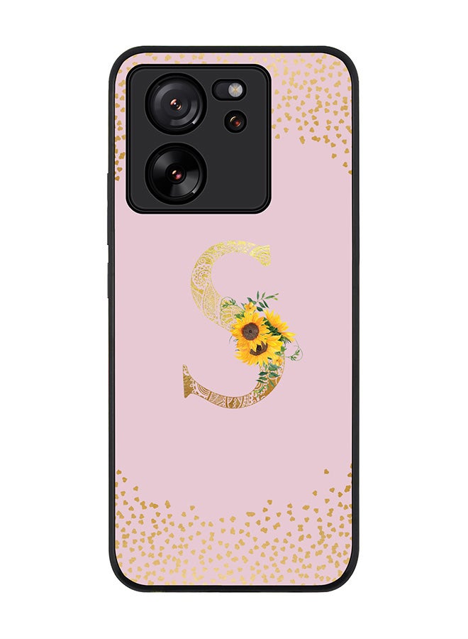 Stylizedd Case for Xiaomi 13T / Xiaomi 13T Pro, Slim fit Flexible Cover Custom Monogram Initial Letter Floral Mandala Pattern Alphabet - S (Pink) - Image 1