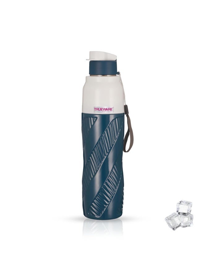 Trueware Aqua Cool Double Wall Inner Steel Outer Plastic 750 ML PU Insulated Water Bottle | BPA Free | Food Grade| Leak Proof | School, Gym,Sports,Office, Travler Bottle - Image 1