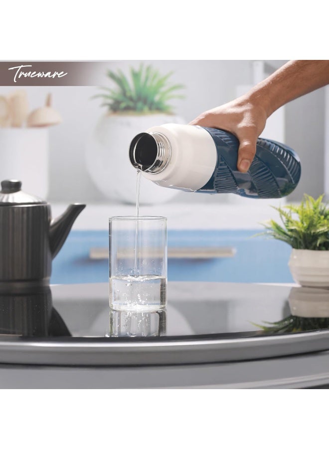 Trueware Aqua Cool Double Wall Inner Steel Outer Plastic 750 ML PU Insulated Water Bottle | BPA Free | Food Grade| Leak Proof | School, Gym,Sports,Office, Travler Bottle - Image 2