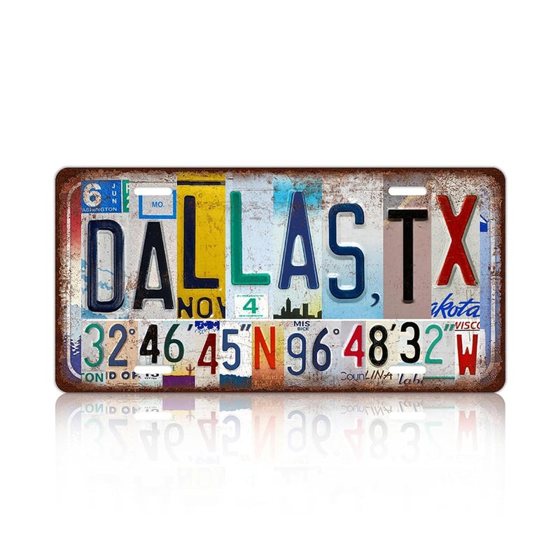 kengtou Vintage Dallas, TX License Plate Wall Decor - Image 1