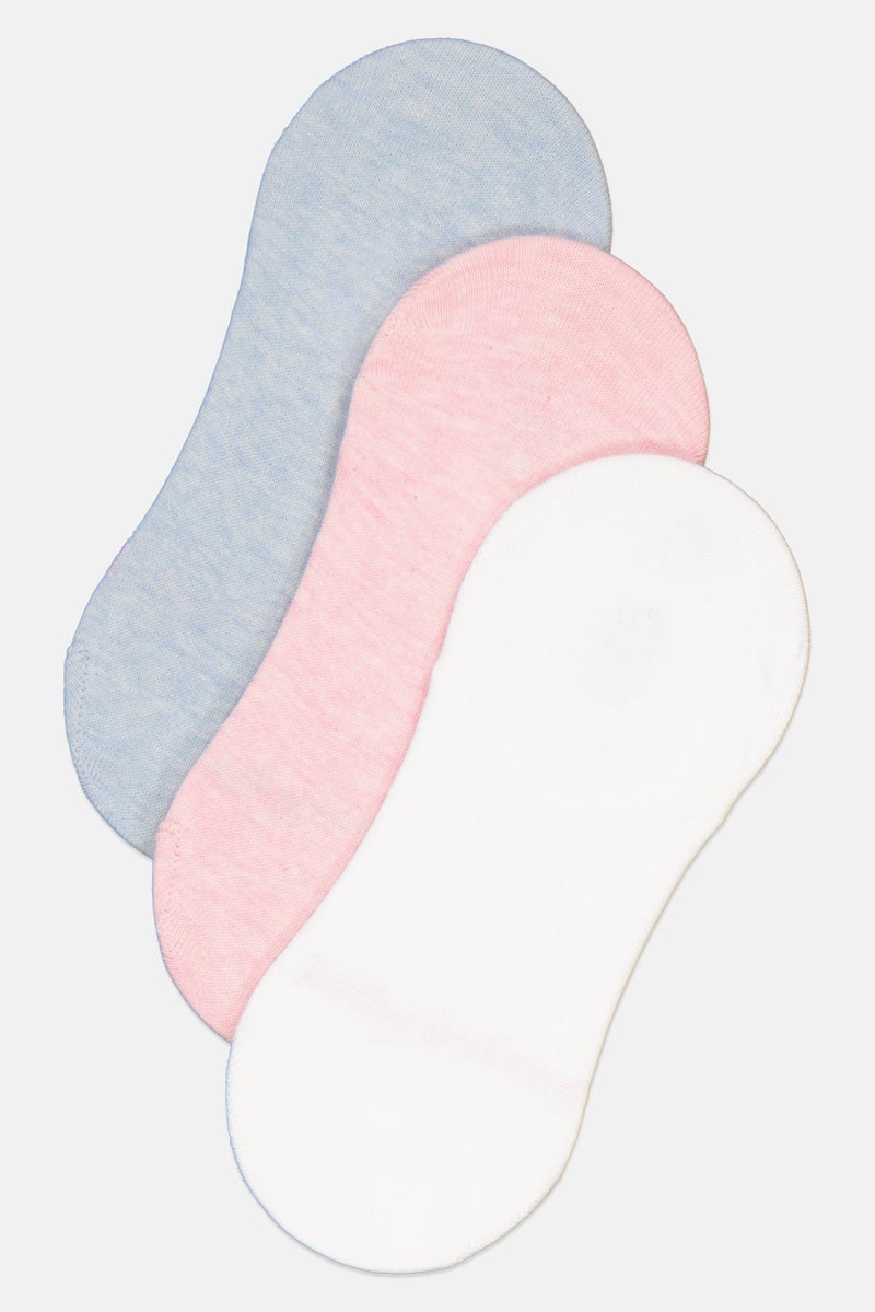 Kathy Ireland Women 3 Pairs Brand Logo Invisible Socks, Multicolor - Image 1