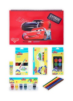 Play-Doh Kids Art Creativity Bundle – Disney Cars Sketchbook with Glue Stick, Markers, Water Colors, Oil Pastels, Bicolor Pencils & Finger Paints, Safe, Eco-Friendly, Non-Toxic, Perfect for Boys & Girls Ages 2+, Back to School (BTS) Exclusive Bundle  - Image 1