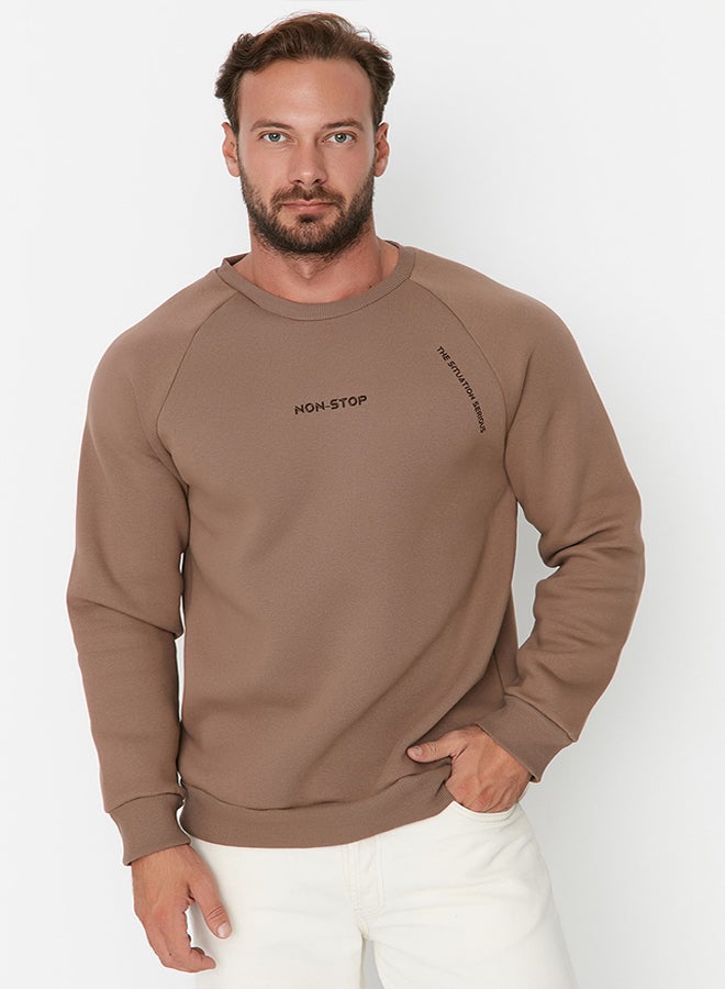trendyol Regular Cut Raglan Sleeves Text Printed Cotton Sweatshirt TMNAW22SW0726  - Image 1