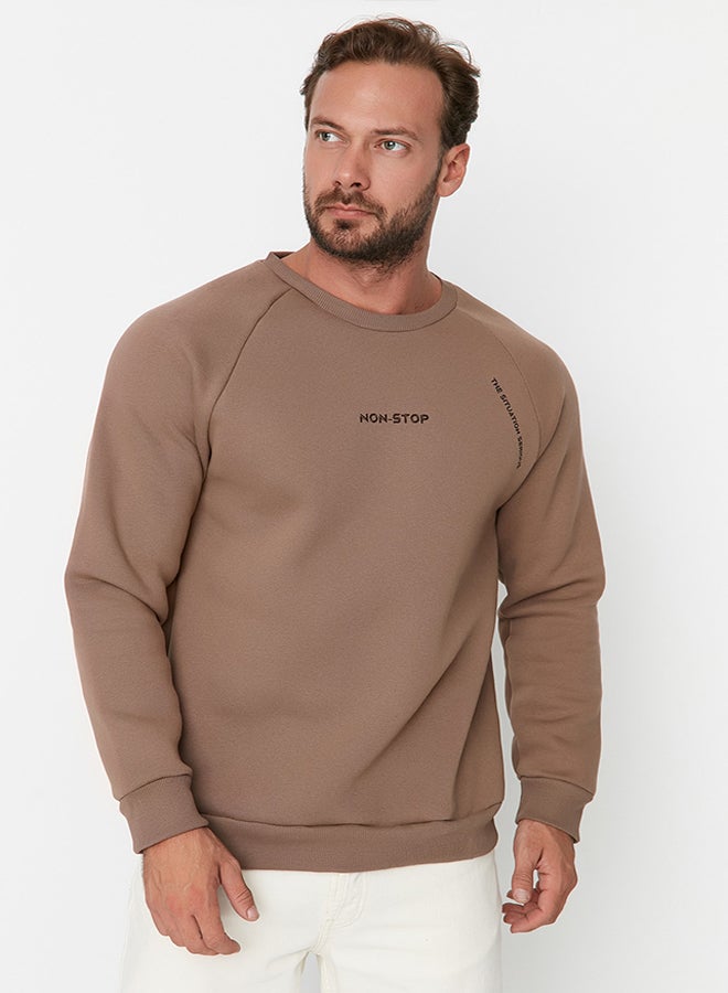 trendyol Regular Cut Raglan Sleeves Text Printed Cotton Sweatshirt TMNAW22SW0726  - Image 2