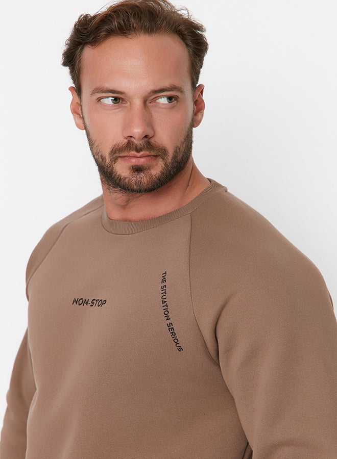 trendyol Regular Cut Raglan Sleeves Text Printed Cotton Sweatshirt TMNAW22SW0726  - Image 3