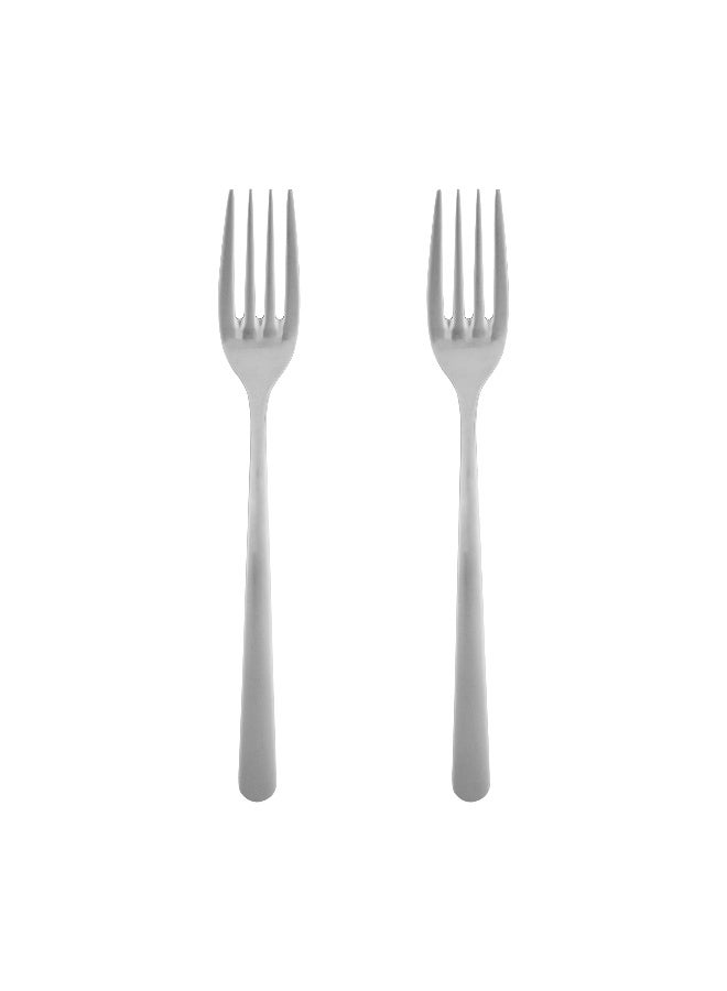 Restaurantware Speculo 7 Inch Dessert Forks, Set of 2 Dishwasher Safe Small Forks - Polished Finish, Round Edge, Silver 18/0 Stainless Steel Appetizer Forks, For Appetizers, Desserts, Or Samples - Image 1