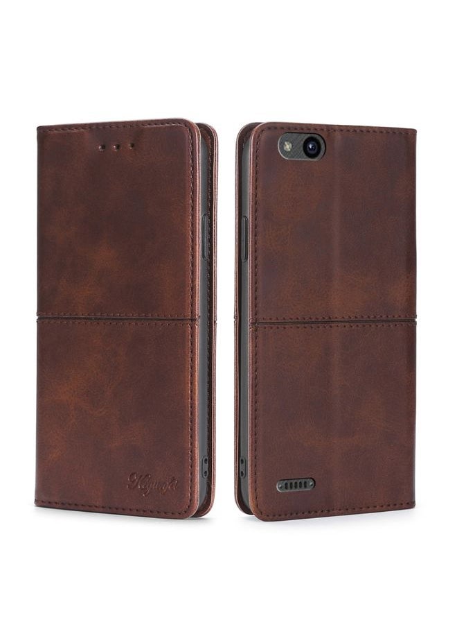 HuHa Case Cover For ZTE Tempo X/Vantage/Z839/N9137 Cow Texture Magnetic Horizontal Flip Leather Phone Case(Dark Brown) 