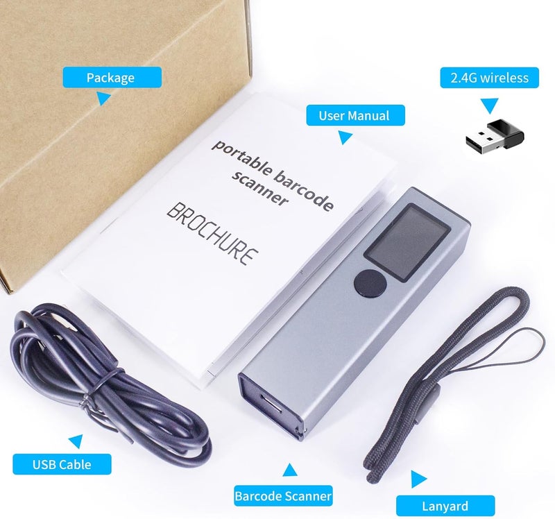 TFT Screen 2D 1D QR Barcode Scanner with 3 in 1 BT and 2.4GHz and Wired Connectivity Sound and Vibrator Support Prompt Offline Storage Compatible with Windows Android Linux For MAC Supermarket - Image 4