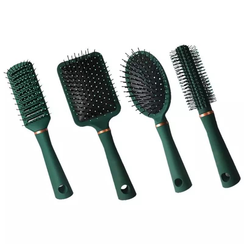 LUVINA Hair Brush Set Nylon Pins Massage Hairbrushes for Detangling Blow Drying Straightening Suitable for All Types Hair Brush for Women Men Kids Girls Green - Image 5